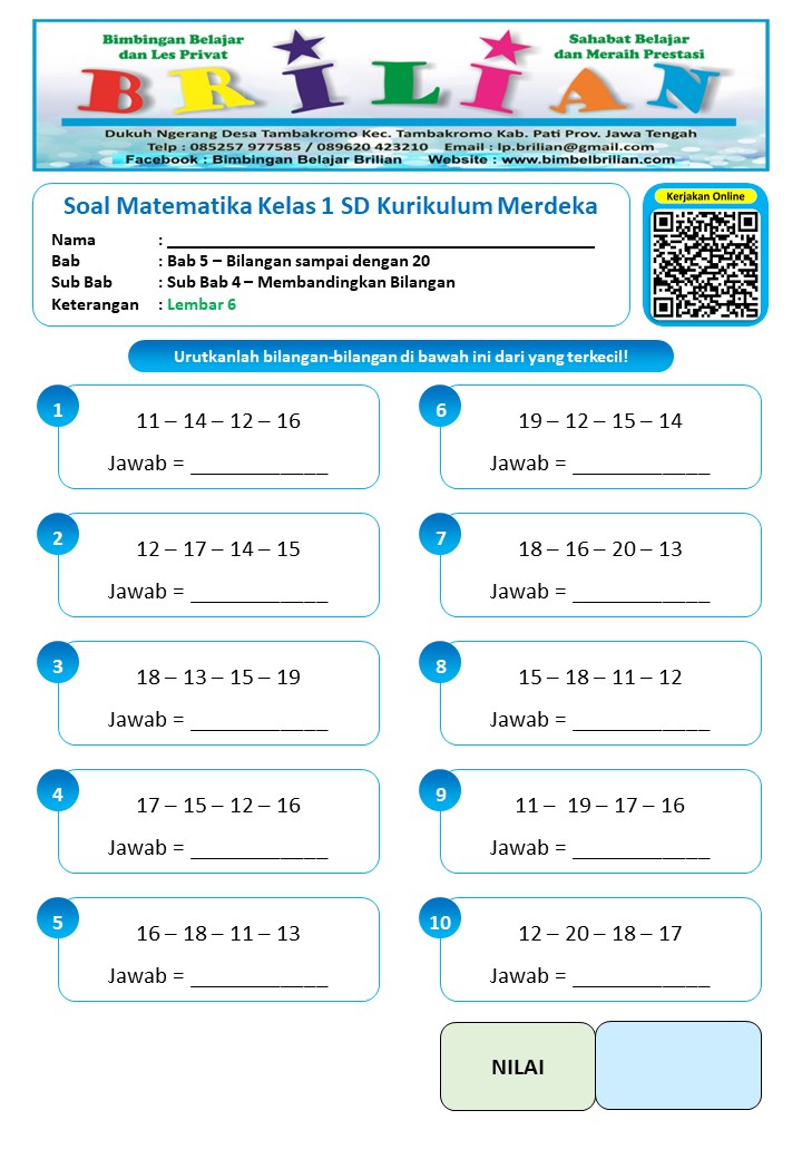 Rahasia Nilai Bagus 7 Kumpulan Latihan Soal Kelas 1 SD Terbaru Tahun 2026 Wajib Coba