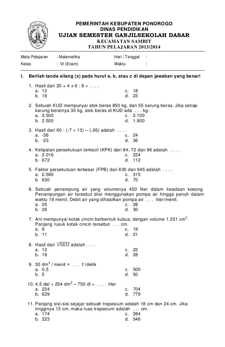 10 Contoh Soal Kelas 4 Matematika Semester 1 yang Sering Keluar Saat Ujian Akhir 2026