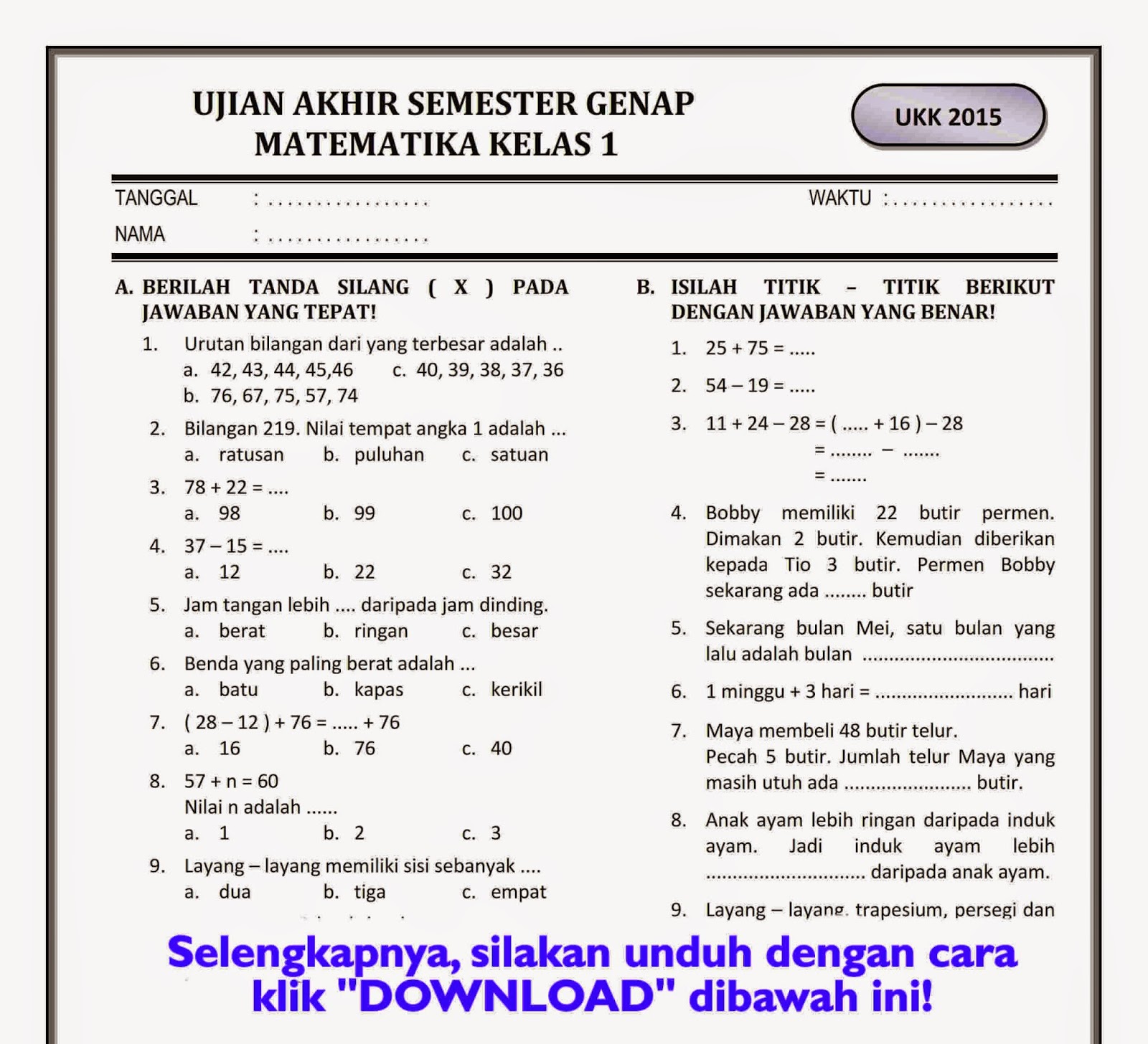 5 Bocoran Soal Ulangan Kelas 6 Semester 1 yang Sering Muncul Ternyata Mudah Dihafal