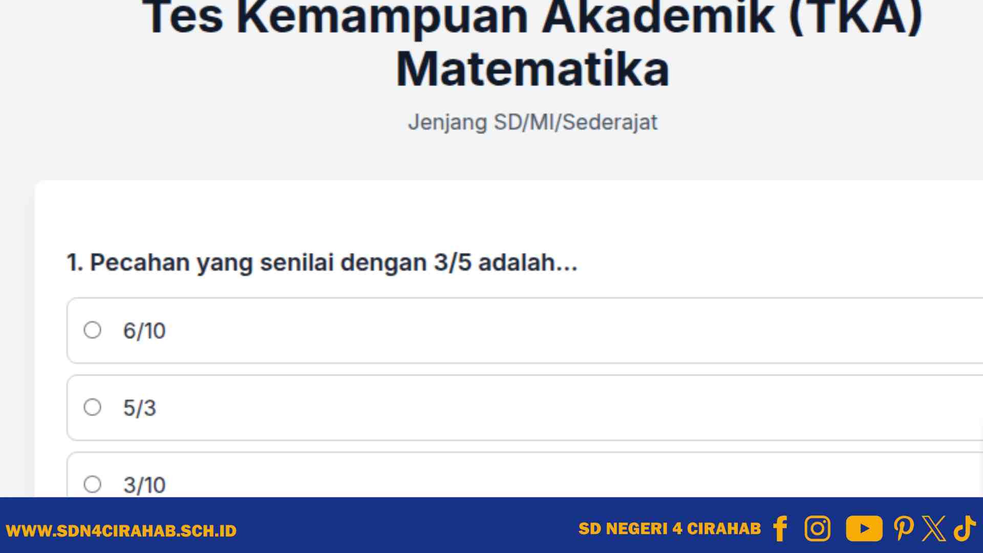 50 Contoh Soal TKA SD Matematika - Sekolah Dasar Negeri 4 Cirahab 50 Contoh Soal TKA SD Matematika - Sekolah Dasar Negeri 4 Cirahab