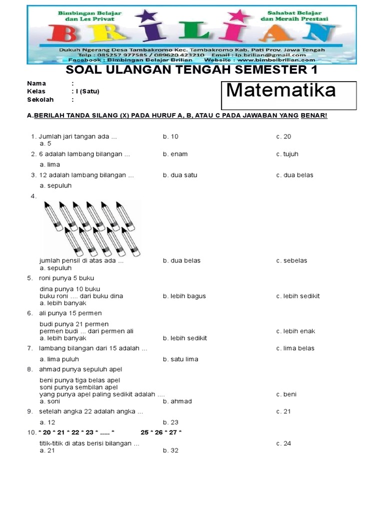 5 Contoh Soal UAS Tema 3 Kelas 1 SD Semester 1 2026 yang Wajib Dikuasai Sebelum Ujian