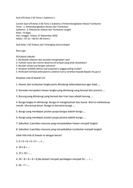 3 Fakta Penting Sebelum Download Soal UKKPKN Kelas 3 SD Doc untuk Persiapan Ujian 2026