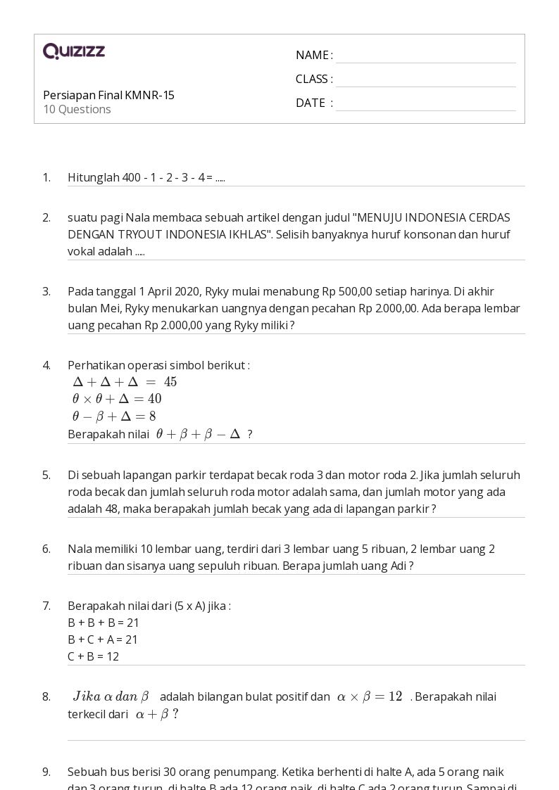 5 Contoh Soal KMNr 15 Kelas 3 SD Paling Dicari, Wajib Tahu Sebelum Ujian Semester