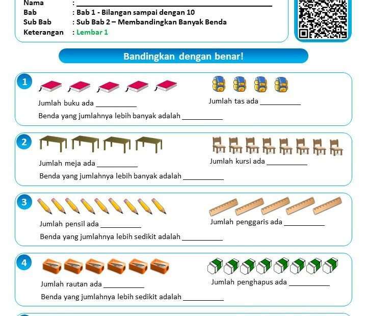 Soal Perbandingan Kelas 1 SD - Versus Beda Soal Perbandingan Kelas 1 SD - Versus Beda