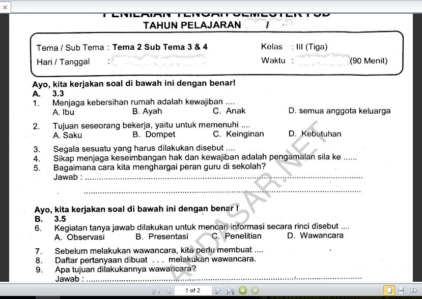 Soal Ulangan Kelas 3 K-13 Tema 2 Subtema 3 dan 4 - SekolahDasar Net Soal Ulangan Kelas 3 K-13 Tema 2 Subtema 3 dan 4 - SekolahDasar Net