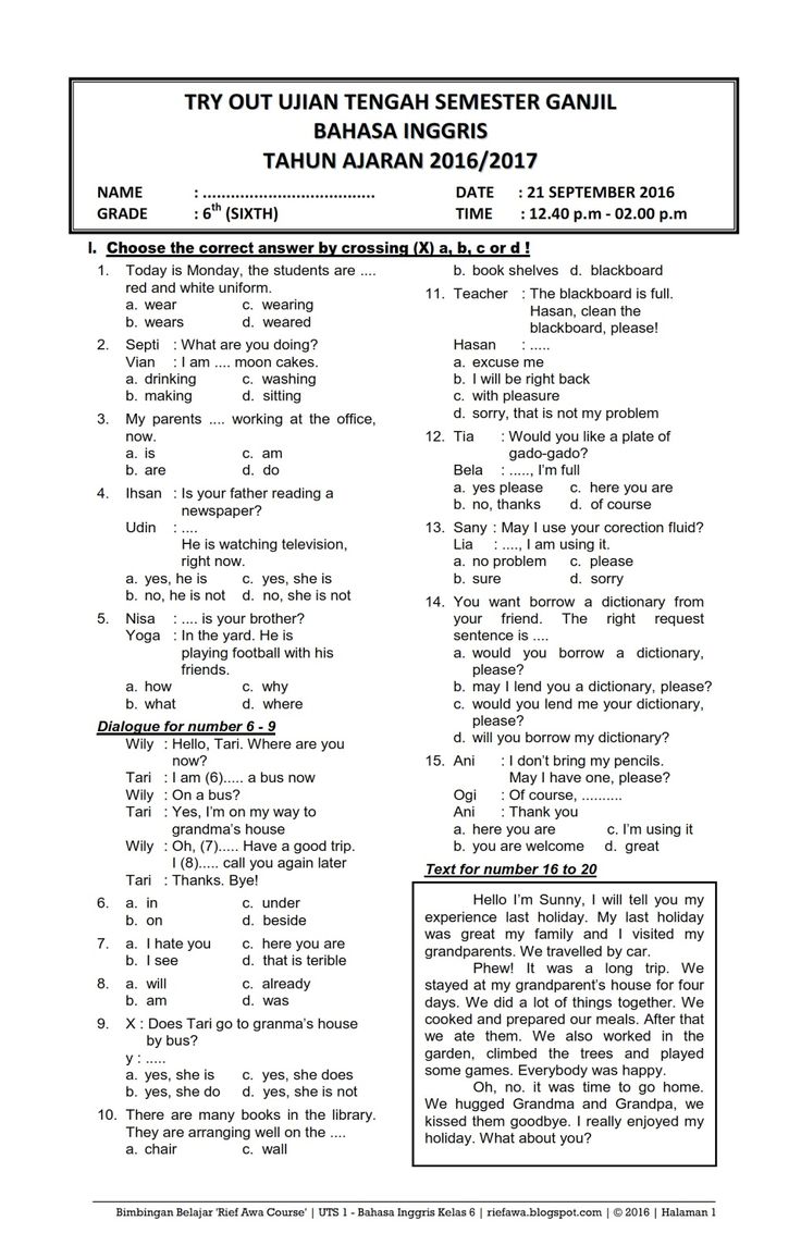 Ternyata Ini Dia Kumpulan Contoh Soal Bahasa Inggris Kelas 6 Semester 2 yang Sering Muncul di Ujian Sekolah