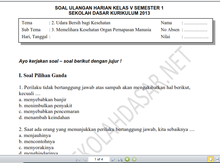Soal Ulangan Harian K-13 Kelas 5 Tema 2 Subtema 3 dan Kunci Jawaban Soal Ulangan Harian K-13 Kelas 5 Tema 2 Subtema 3 dan Kunci Jawaban