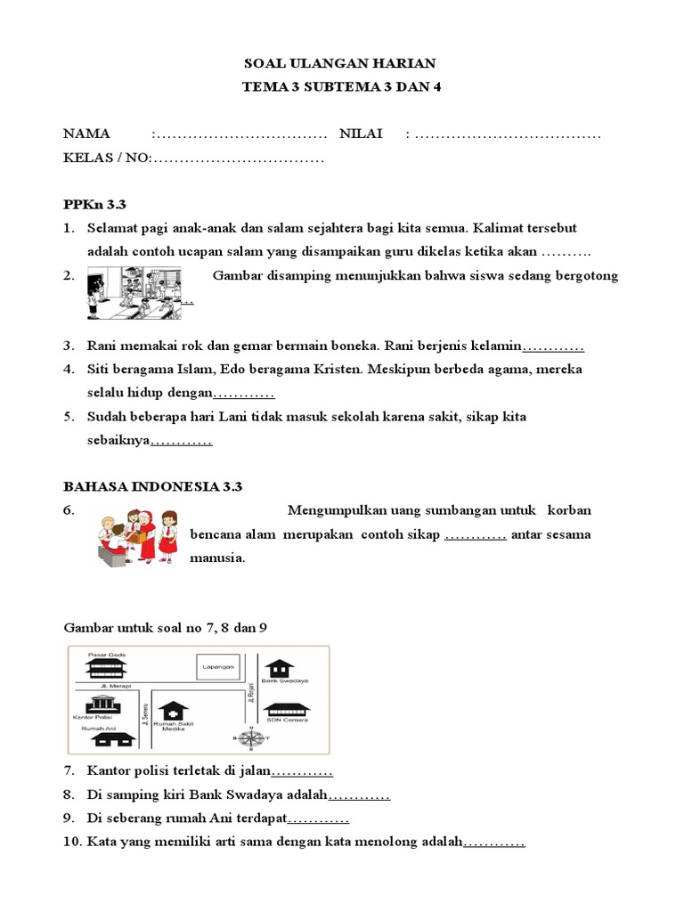 Ternyata Ini Rahasia Nilai Bagus: Download Soal Ulangan Harian Kelas 3 Tema 3 dan 4 Plus Kunci Jawaban