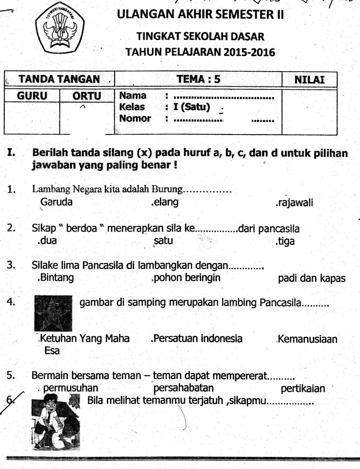download soal ulangan harian kelas 5 tema 3 makanan sehat