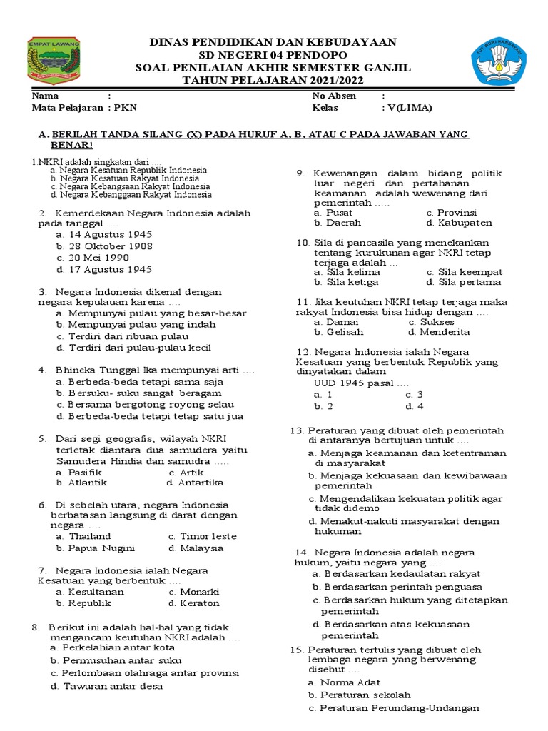 Rahasia Nilai Sempurna Bocoran soal uas pkn semester 2 kelas 3 yang Wajib Tahu Rahasia Nilai Sempurna Bocoran soal uas pkn semester 2 kelas 3 yang Wajib Tahu
