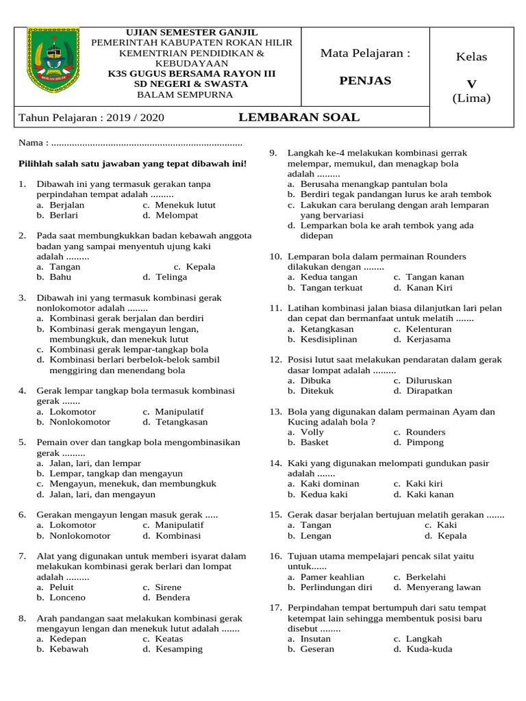 Rahasia Skor Tinggi dengan Latihan Contoh Soal Penjaskes UAS Kelas 5 Semester 1 Ini Rahasia Skor Tinggi dengan Latihan Contoh Soal Penjaskes UAS Kelas 5 Semester 1 Ini