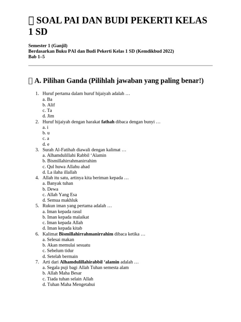 Ternyata Raja yang Paling Hebat Adalah Soal PAI Kelas 1 yang Menjadi Sorotan Utama Ternyata Raja yang Paling Hebat Adalah Soal PAI Kelas 1 yang Menjadi Sorotan Utama