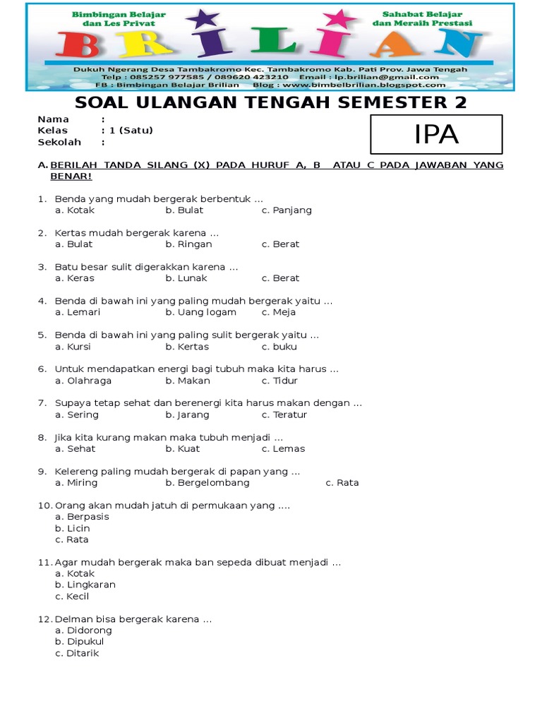 Wajib Tahu Bocoran Prediksi Soal Ujian IPA Kelas 1 2017 Agar Nilai Anak Maksimal
