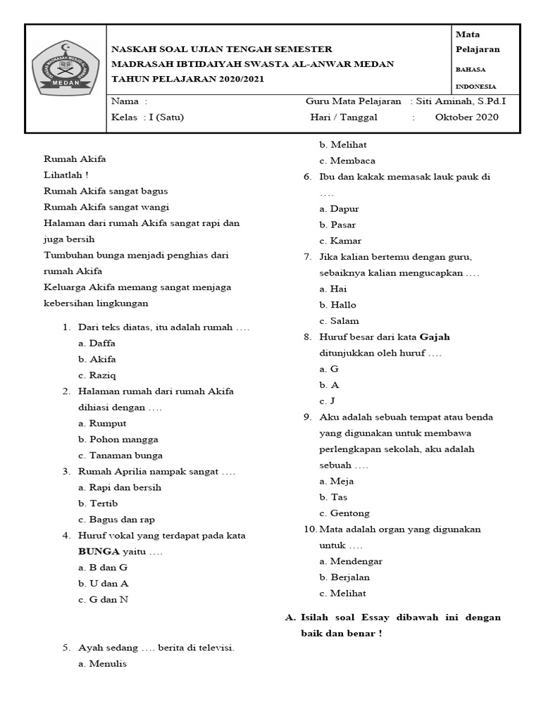 Wajib Tahu Bocoran Prediksi Soal Ujian Kenaikan Kelas 1 SMP 2013 Bahasa Indonesia Terbaru Wajib Tahu Bocoran Prediksi Soal Ujian Kenaikan Kelas 1 SMP 2013 Bahasa Indonesia Terbaru